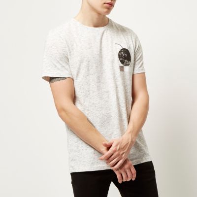White marl moon print t-shirt